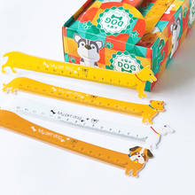 Cachorros de estimação kawaii, régua reta de plástico de 15cm, para estudo, desenho de papelaria, 1 peça 2024 - compre barato