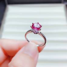 Coleção de joias rosa topázio 6mm, anel natural de prata 925 para noivado, presente para esposa 2024 - compre barato