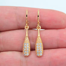 Gold Color Women Fashion Clear White Zirconia CZ Stick Dangle Earrings Jewelry 2024 - buy cheap