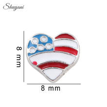 20Pcs Heart shaped american flag alloy floating charms for living memory glass floating locket charms DIY jewelry 20pcs/lot 2024 - buy cheap