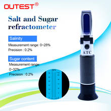 Refratômetro brix 2 em 1 alimentos, refratômetro de salinidade com açúcar, faixa de medição de salinidade 0-28% 2024 - compre barato