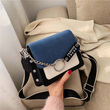 Scrub couro contraste cor crossbody sacos para as mulheres mini bolsa de ombro mensageiro bolsa feminina corrente de viagem bolsas 2024 - compre barato