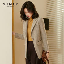 Vimly Women's Blazer 2020 Fashion Striped Notched Single Button Wool Jacket Office Ladies Work Wear Coats Female Outwear F3136 2024 - buy cheap