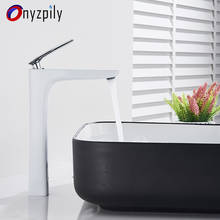 Onyzpily Basin Bathroom Faucet Chrome and White Brass Vessel Sink Faucet Deck Mounted Mixer Tap Hot and Cold Water 2024 - buy cheap