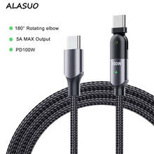 60W 100W USB Type C Cable PD Fast Charging For Macbook Samsung S9 Huawei P30 180 Degree Rotating Dual Type-C Data Cable 5A 3A 2024 - buy cheap