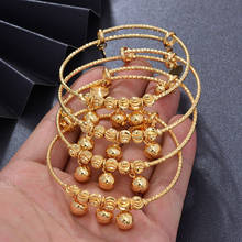 4pcs Ethiopian Pattern Gold color Bead Bangles For Women Wedding Bracelet  Alab Dubai Tassel Bangle Bracelet Best Gifts 2024 - buy cheap