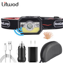 XP-G Q5 Sensor Headlamp Head Lamp Headlight Waterproof Led Built in Usb Rechargeable Battery Running Lights Red COB Bulb Litwod 2024 - buy cheap