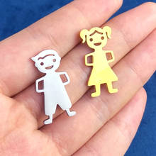 20pcs/lot Stainless Steel Lovely Boy and Girl Charms Pendant for DIY Jewelry Making Accessories 13*26mm 2024 - buy cheap