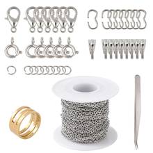 1 Set Lobster Claw Clasps, Brass Spring Ring Clasps Cable Chains and Iron Quick Link Connectors Snap on Bails for Necklace Makin 2024 - buy cheap