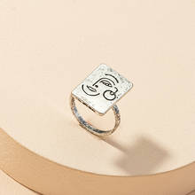 TARCLIY-anillo con cara abstracta geométrica para mujer, sortija con retrato interesante Simple, accesorios de joyería creativos, Color Vintage 2024 - compra barato