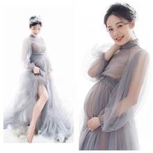 Sexy Long Maternity Photography Props Dresses Tulle Perspective Pregnancy Dress Mesh Maxi Gown For Pregnant Women Photo Shooting 2024 - buy cheap