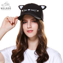 WELROG-gorra de béisbol ajustable con bordado de gato para mujer, gorro con visera deportiva con cola de caballo, bordada, bonita 2024 - compra barato