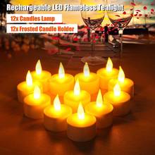 12Pcs Rechargeable LED candle Flameless Tea Light Electric Lamp ABS Valentine Wedding Church Table Christmas Halloween DIY Decor 2024 - buy cheap