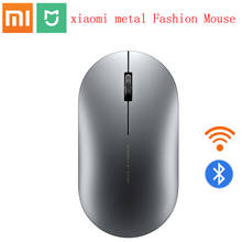 Xiaomi mi mouse ótico sem fio, mouse redondo portátil de metal com bluetooth 1000dpi 2.4ghz wi-fi 2024 - compre barato