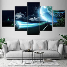 Decoração da casa pintura em tela arte da parede 5 peças planeta cósmico vortex luz meteorito imagens hd impressões abstratas cartaz sala de estar 2024 - compre barato