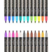 Rotulador metálico de doble punta para dibujo, conjunto de 12/24 colores, marcadores artísticos de Color perla 2024 - compra barato