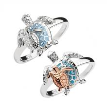 Роскошное изысканное двухцветное кольцо в виде черепахи, серебряное кольцо с кристаллами, обручальное кольцо, ювелирные изделия, подарок на день Святого Валентина, ювелирные изделия с животными 2024 - купить недорого