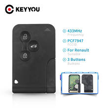KEYYOU-llave inteligente remota para coche, tarjeta de 3 botones para Renault Megane Scenic Grand 433Mhz ID46 PCF7947, Chip e inserción de hoja pequeña, 5 uds. 2024 - compra barato