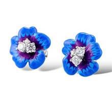 Brincos lindos de flores azuis femininos de cristal, brincos pequenos de flores na moda, cor de prata para casamento e presente para mulheres 2024 - compre barato