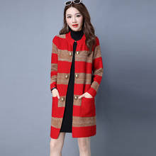 Long Cardigan Fashion Sweater Women Clothes Vintage Striped Knitted Coat Female Ladies Pull Femme Blusa W1139 2024 - buy cheap