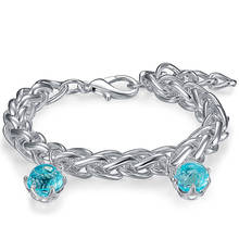 New Arrive Bracelet for Women Hot Selling Special Cut CZ Sky Blue Color Stone Elegant Jewelry Wholesale 2024 - buy cheap