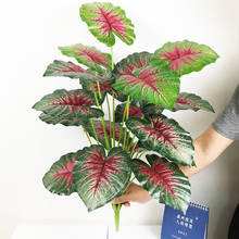Folhas tropicais monstera, palmeira artificial de plástico com 18 folhagens para decoração de casa, jardim, sala de natal 2024 - compre barato