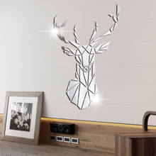 Pegatina de espejo 3D de cabeza de ciervo para pared, decoración artística para el hogar, espejo acrílico, Mural, calcomanía extraíble, decoración de papel tapiz para sala de estar 2024 - compra barato