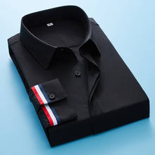 Мужская рубашка 2020 Новая Мужская модная повседневная стрейчевая Высококачественная тонкая рубашка из бутика с длинными рукавами 2024 - купить недорого
