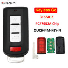 4 botão remoto chave do carro inteligente keyless ir entrada 315mhz id46 pcf7952a chip OUC644M-KEY-N para mitsubishi lancer outlander galant 2024 - compre barato