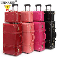 LEINASEN Retro Rolling Luggage Set Spinner Women Password Trolley 24 inch Suitcase Wheels 20 inch Vintage Cabin Travel Bag Trunk 2024 - buy cheap