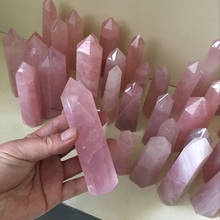 Varita de cristal de cuarzo rosa, piedra Mineral curativa, colección de bricolaje, decoración Hexagonal para el hogar, 1 ud. 2024 - compra barato