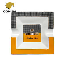 COHIBA квадратный держатель пепельницы для сигар 2 шт. в 1, дизайнерские керамические бытовые гаджеты для табака, пепельница для сигарет, украшение стола 2024 - купить недорого