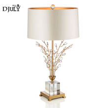 American luxury crystal Flower branch table lamp for living room office villa bedroom bedside lamps fabric desk lighting fixture 2024 - buy cheap