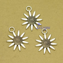 Abalorios de girasol chapados en plata antigua, accesorios de joyería, 23x18mm, 35 unids/lote 2024 - compra barato