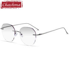 Chashma Rimless Spectacles Pure Titanium Fashion Men Eye Glasses Diamond Trimmed Spectacle Frames Women Sunglasses Tint Lens 2024 - buy cheap