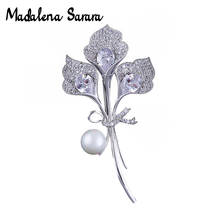 MADALENA SARARA AAAA-broche de perlas de imitación de circonia cúbica, tres estilos de flores, broche fino de flores, joyería de fábrica OEM 2024 - compra barato