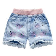 Pantalones cortos de verano para niños, Vaqueros cortos de princesa, ropa de flores 2024 - compra barato