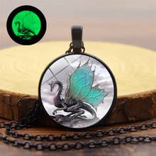 2020 Fashion Luminous Glass Alloy Dome Pendant Necklace Fly Dragon Pattern Classic 3 Colors Chain Glowing Necklace Men Jewelry 2024 - buy cheap