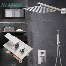 KEMAIDI-Cabezal de ducha ultrafino de 10 pulgadas, juego de grifo de ducha de níquel cepillado, montado en la pared, Kits de mezclador de ducha de lluvia 2024 - compra barato