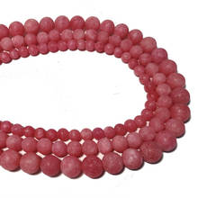 Maçante polonês vermelho rhodochrosite natural solto redondo fosco contas de pedra para fazer jóias diy artesanal pulseira acessórios 15" 2024 - compre barato