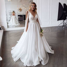 KapokDressy Sexy V-neck Backless Wedding Dress Plus Size Sleeveless Ruched Pleats Organza Wedding Dresses 2024 - buy cheap