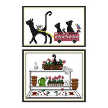 Joy Sunday Chinese Cross Stitch Kits Cat Printed on Canvas 14ct 11ct Counted Fabric DMC Embroidery Threads Sets for Needlework 2024 - buy cheap