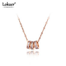 Lokaer-collar de acero de titanio para mujer, colgante de cristal de 3 uds, joyería de oro rosa, collar de boda, N20197 2024 - compra barato