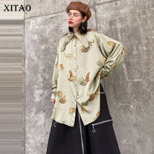 XITAO, винтажная рубашка с принтом, 2020, весенняя, элегантная, маленькая, свежая, миноритарная, длинный рукав, повседневная, свободная, богиня, веер, блузка, DMY3124 2024 - купить недорого
