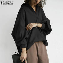 Рубашка ZANZEA Женская с длинным рукавом, однотонная модная пуховая туника с воротником с лацканами, повседневная Рабочая блуза, Свободный Топ, на весну 2024 - купить недорого