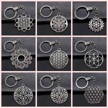 1 Pieces Keychain Round Flower Of Life key chain women keyring keychains for women key chain women 2024 - buy cheap