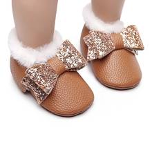 Kids Baby Girl Boots Shoes Winter Fashion Children Fringed Butterfly-knot Warm Shoes Baby Leather Boots Infant Toddler Shoes 2024 - купить недорого