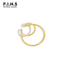 F.I.N.S 1Pc 100% 925 Sterling Silver Ear Buckle Simple Double-Layer Line Circle Ear Clip without Piercing Geometric Ear Cuff 2024 - buy cheap