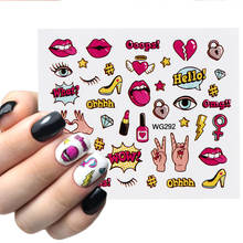 1pc Cartoon Nail sticker Water Nail Art Sexy Lips Lovely Animal Sliders For Nails Wrap Manicure Decoration Gel Polish Decal LAWG 2024 - buy cheap