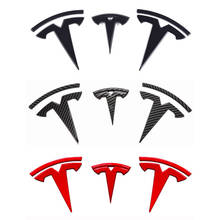 Для Tesla model 3 передний логотип руль логотип задний логотип наклейка углеродное волокно ABS модель 3 автомобильные передние задние наклейки аксессуары 2024 - купить недорого